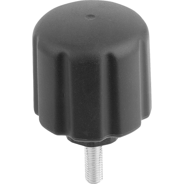 Clamping Grip Ergonomic D=M06X15 D1=50 H=55, Form:L Plastic, Black Ral7021, Comp:Steel
